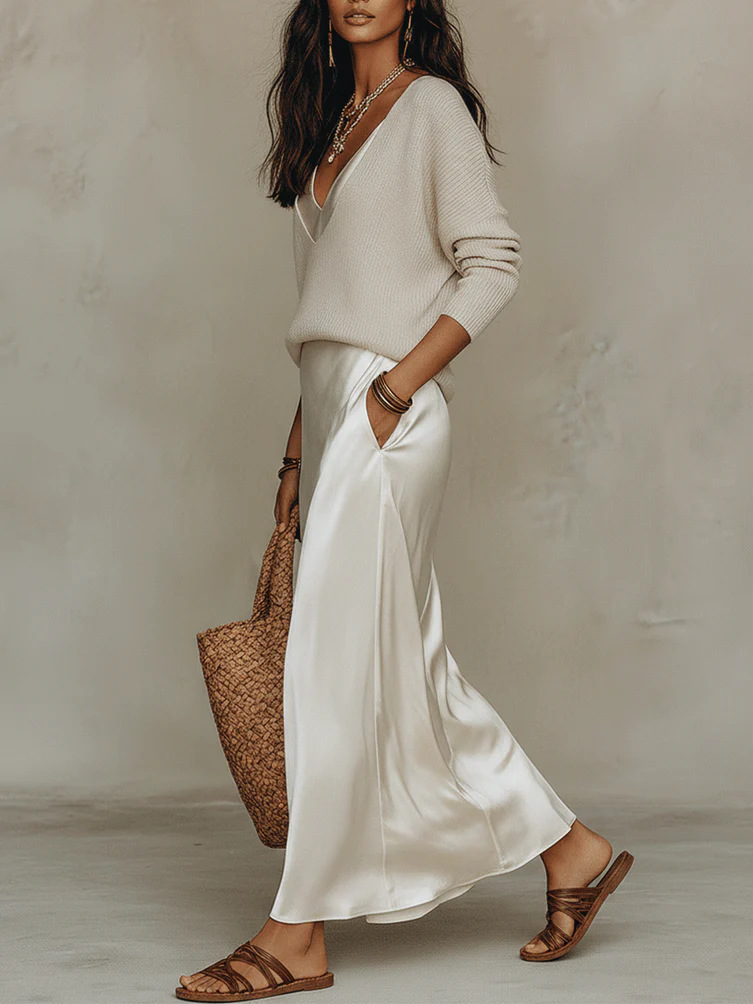 Chic Women's Satin Maxi Dress  - огляд і ціна Female Formal Wear