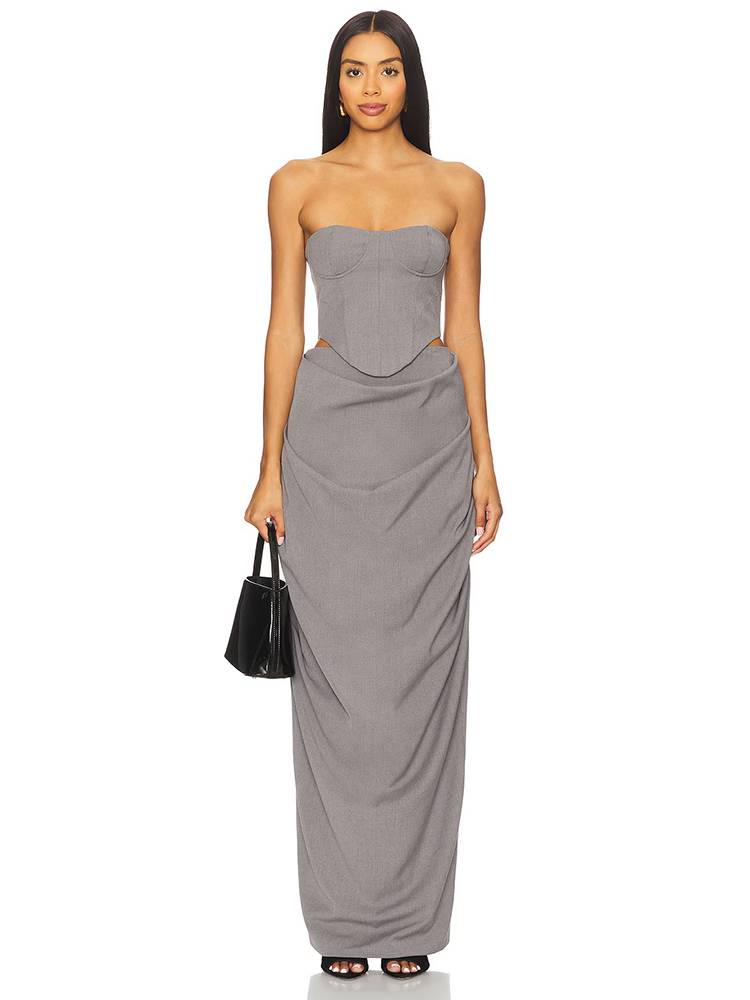 Grey Off Shoulder Corset Ruche - огляд і ціна Female Formal Wear