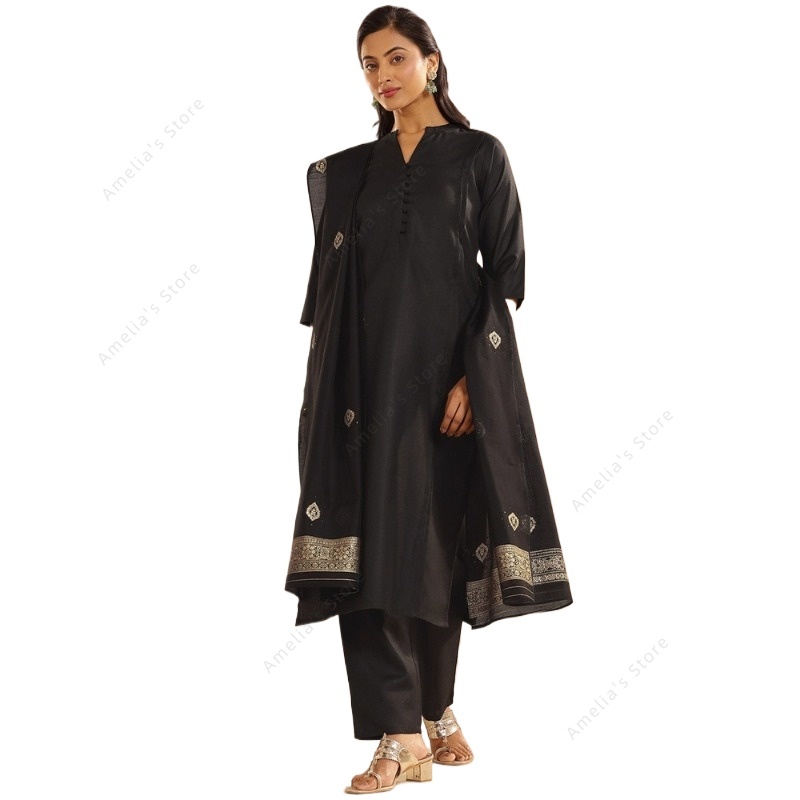 Women's Black Jacquard Kurta P - огляд і ціна Women Formal Wear Indian