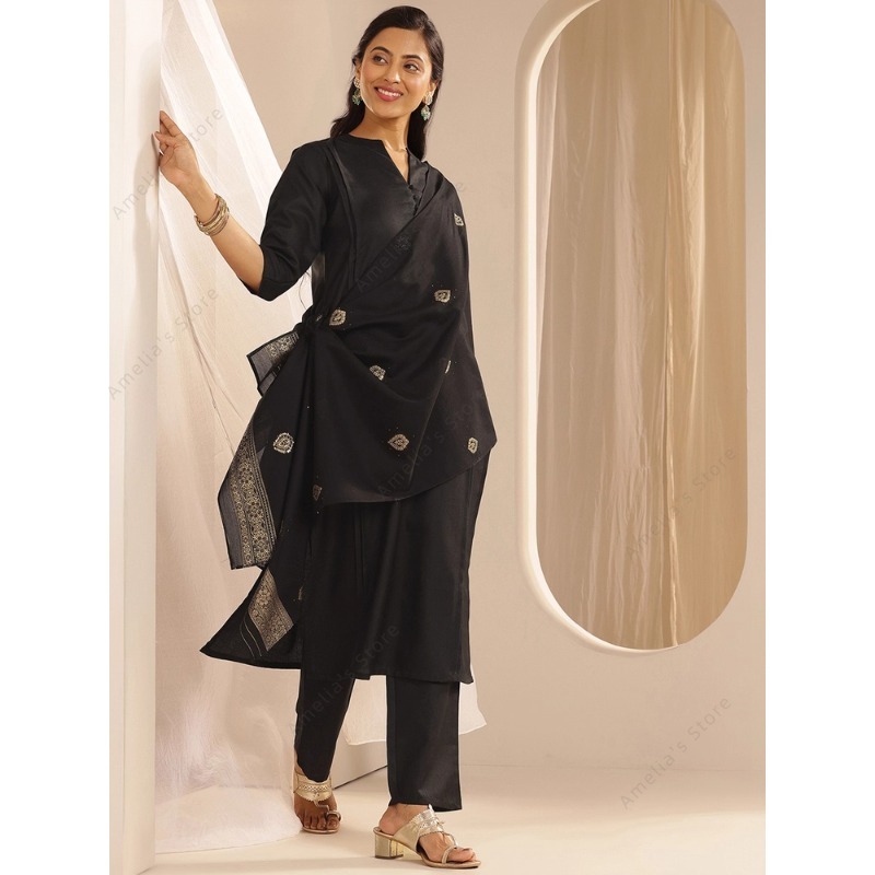 Women's Black Jacquard Kurta P - огляд і ціна Women Formal Wear Indian