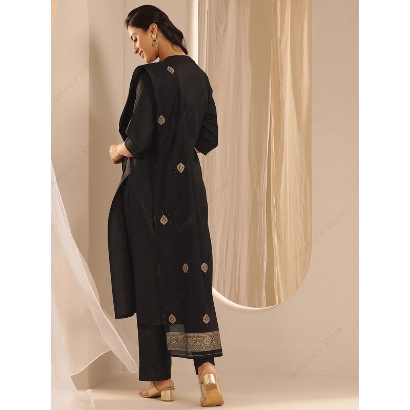 Women's Black Jacquard Kurta P - огляд і ціна Women Formal Wear Indian