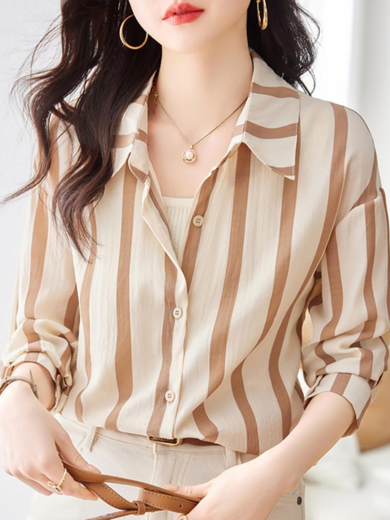 Apricot Striped Long Sleeved S - огляд і ціна Women Formal Wear Shirts